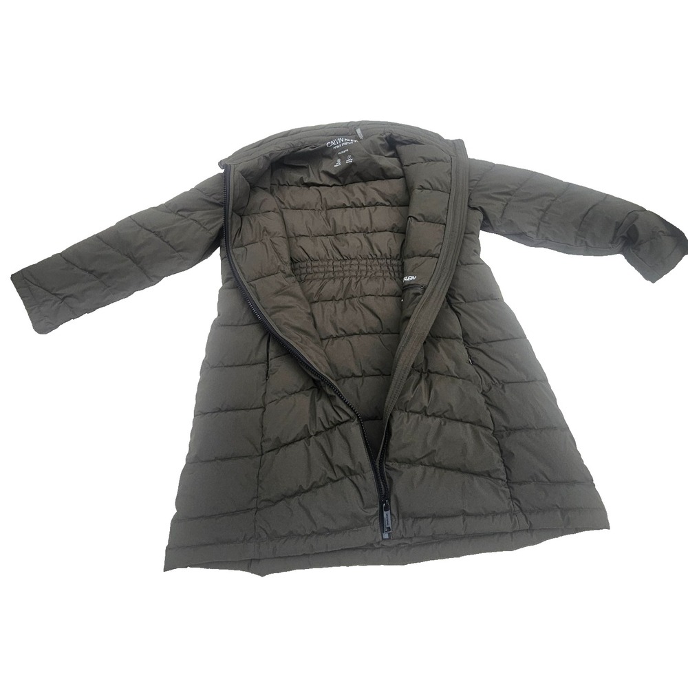 Calvin Klein Puffer Coat Mid Length Olive Green Sorona Aura Water Resistant 2XL - Picture 2 of 14